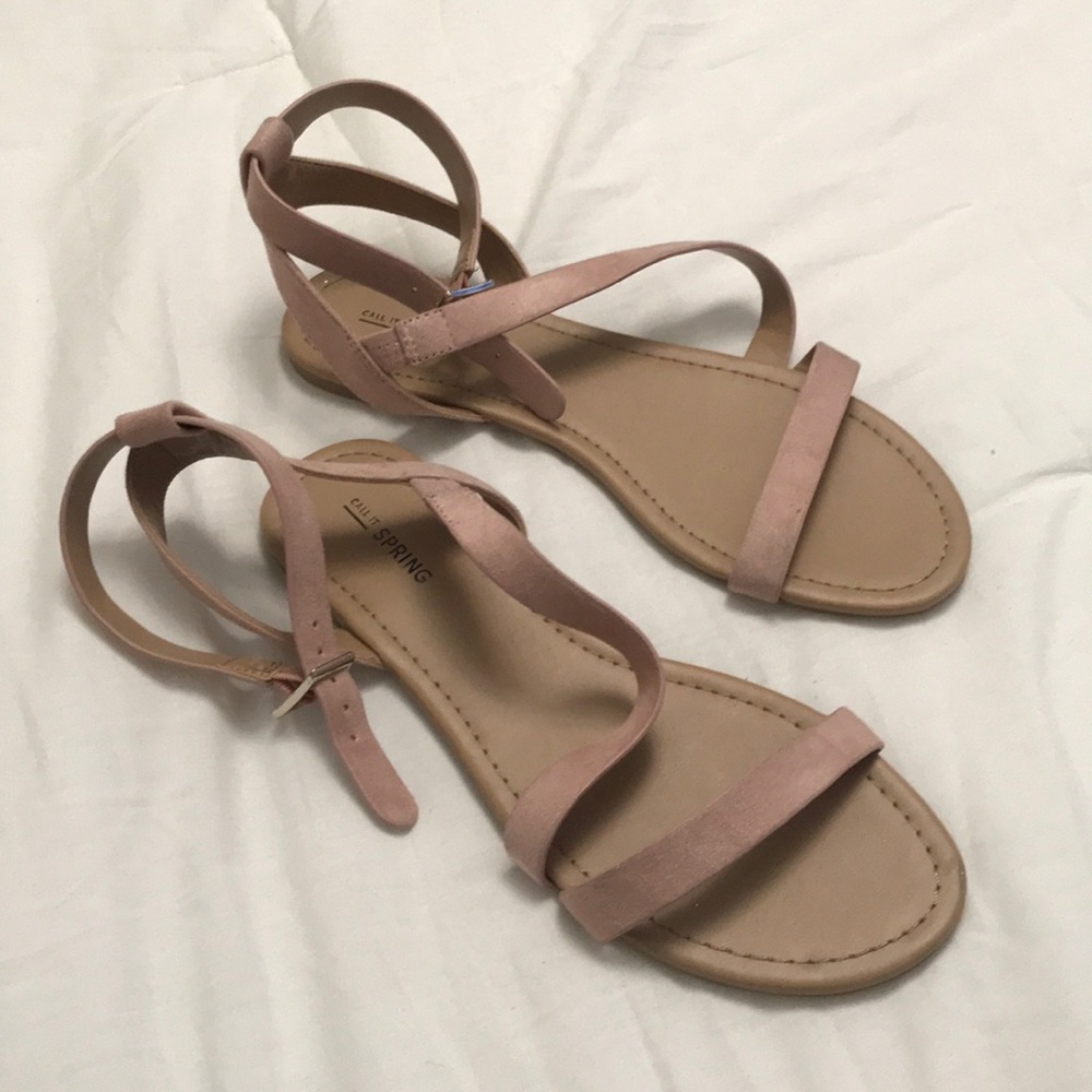 Call it Spring Pink Suede Sandals